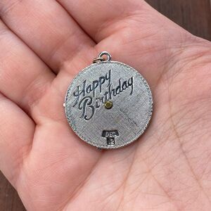 Vintage Silver Tone "Happy Birthday" Customizable Birthday Pendant Charm